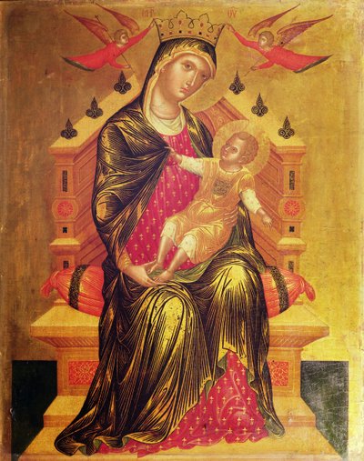 Madonna and Child enthroned with two angels by Byzantine
